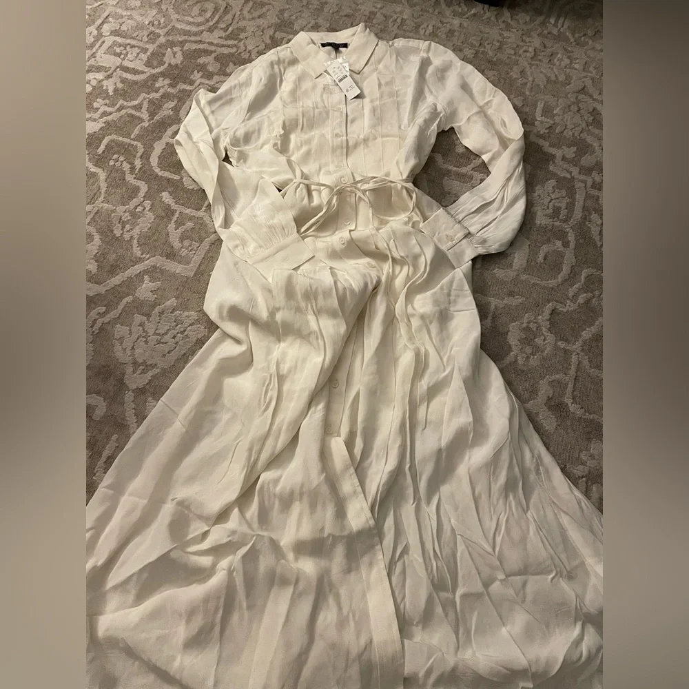 J. Crew Cream Long Sleeve Maxi Shirt Dress
